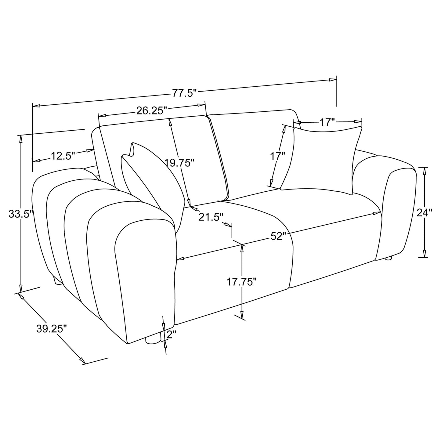 Burnett 3-piece Chenille Upholstered Sofa Set Ivory