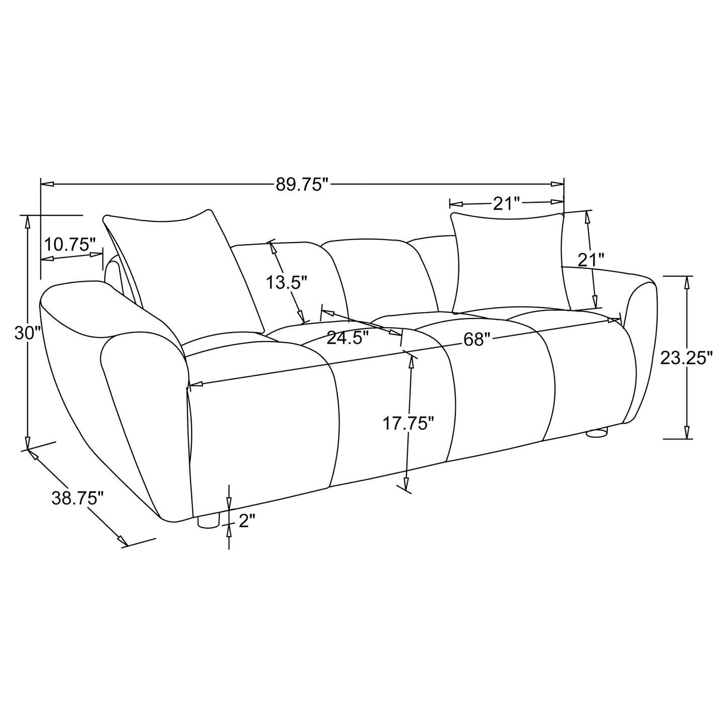 Destino 2-piece Chenille Splayed Arm Sofa Set Greige