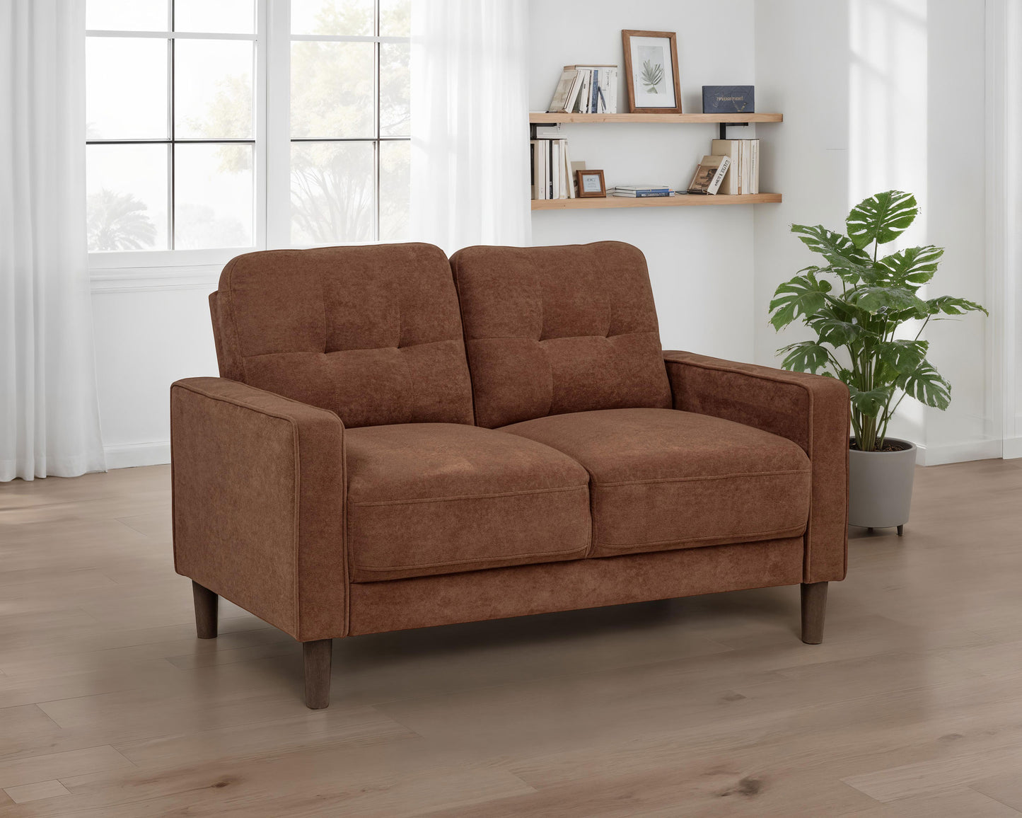 Bowen II Fabric Upholstered Track Arm Loveseat Rust