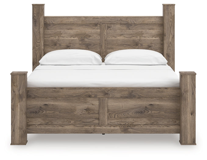 Rusticott California King Poster Bed with Mirrored Dresser