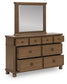 Rowlenstown King Poster Bed with Mirrored Dresser and Nightstand