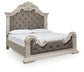 Bruchandi California King Upholstered Panel Bed with Mirrored Dresser and Nightstand