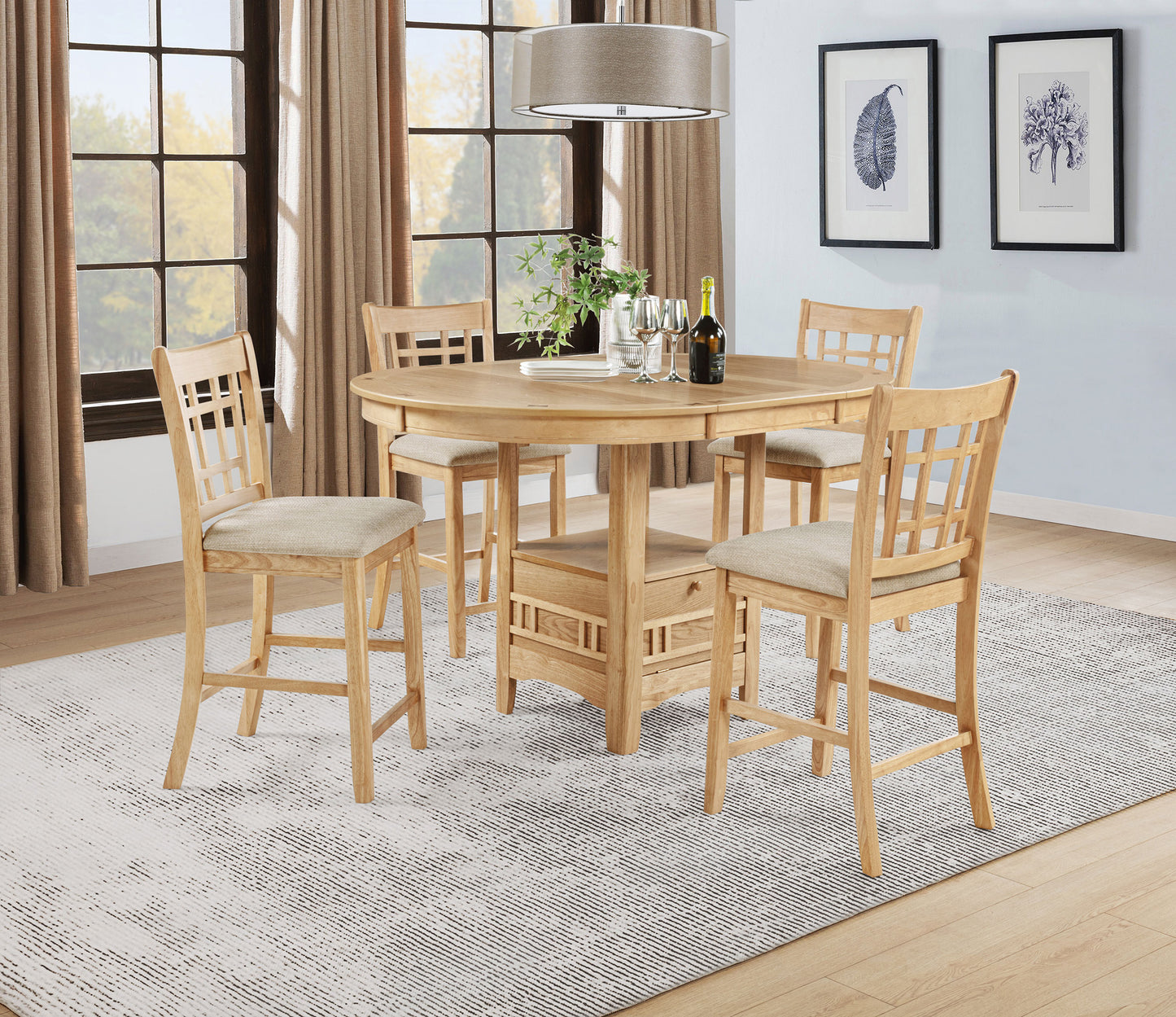 Lavon Wood Counter Height Dining Chair Grey and Light Oak (Set of 2)