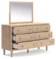 Cielden California King Upholstered Bed with Roll Slats, Dresser, Mirror, Chest and Nightstand
