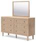 Cielden California King Upholstered Bed with Roll Slats, Dresser, Mirror, Chest and Nightstand