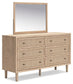 Cielden King Upholstered Bed with Roll Slats, Dresser, Mirror, Chest and Nightstand