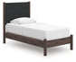 Pamytta Twin Upholstered Panel Platform Bed, Dresser, Mirror, Chest and Nightstand