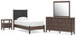 Pamytta Twin Upholstered Panel Platform Bed, Dresser, Mirror and Nightstand