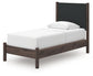 Pamytta Twin Upholstered Panel Platform Bed, Dresser and Mirror
