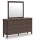 Pamytta Full Upholstered Panel Bed, Dresser, Mirror and Nightstand