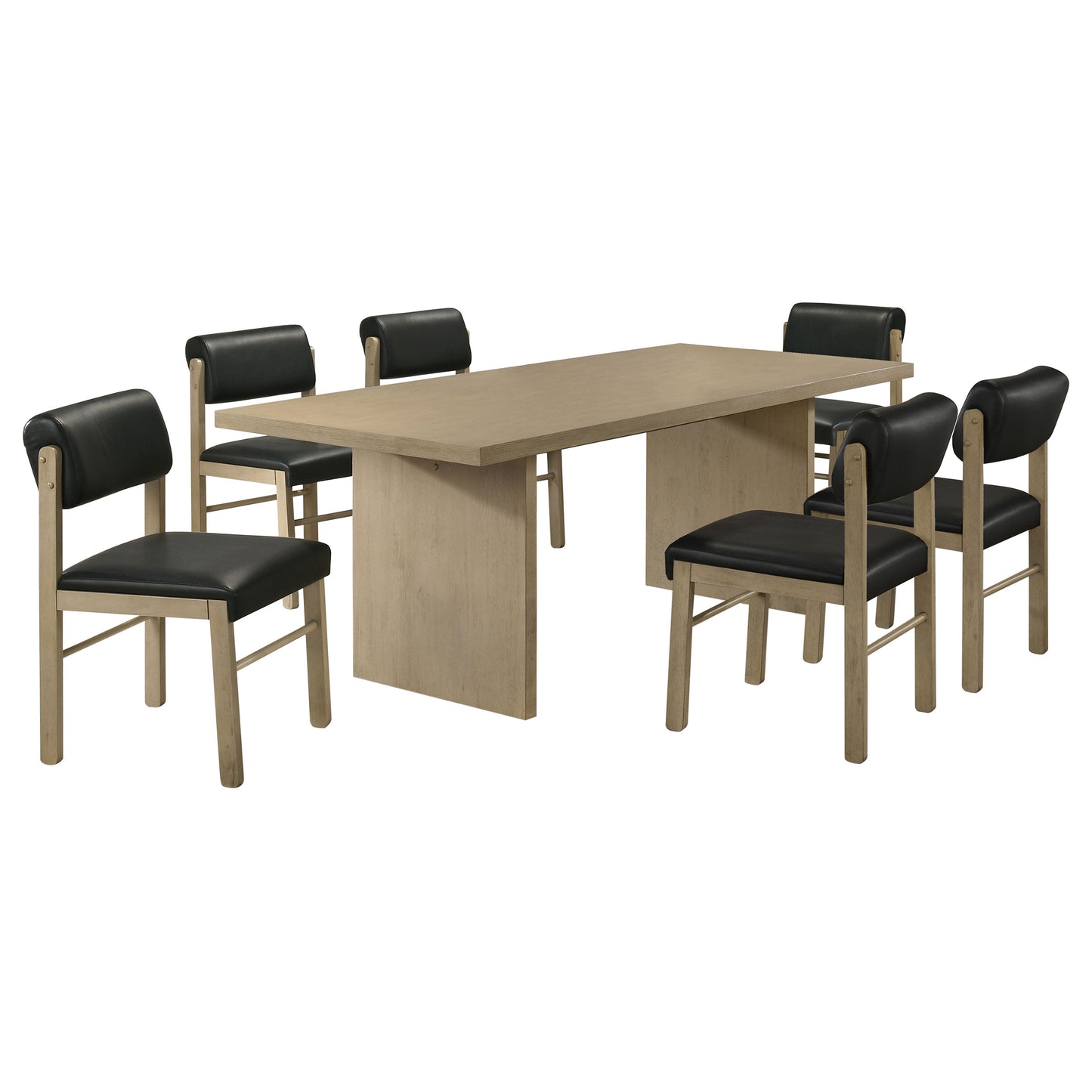 Decker 7-piece 82-inch Rectangular Dining Set Black and Natural Oak