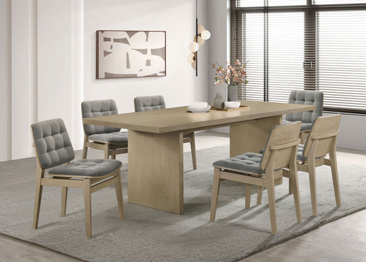 Decker 7-piece 82-inch Rectangular Dining Set Grey and Natural Oak