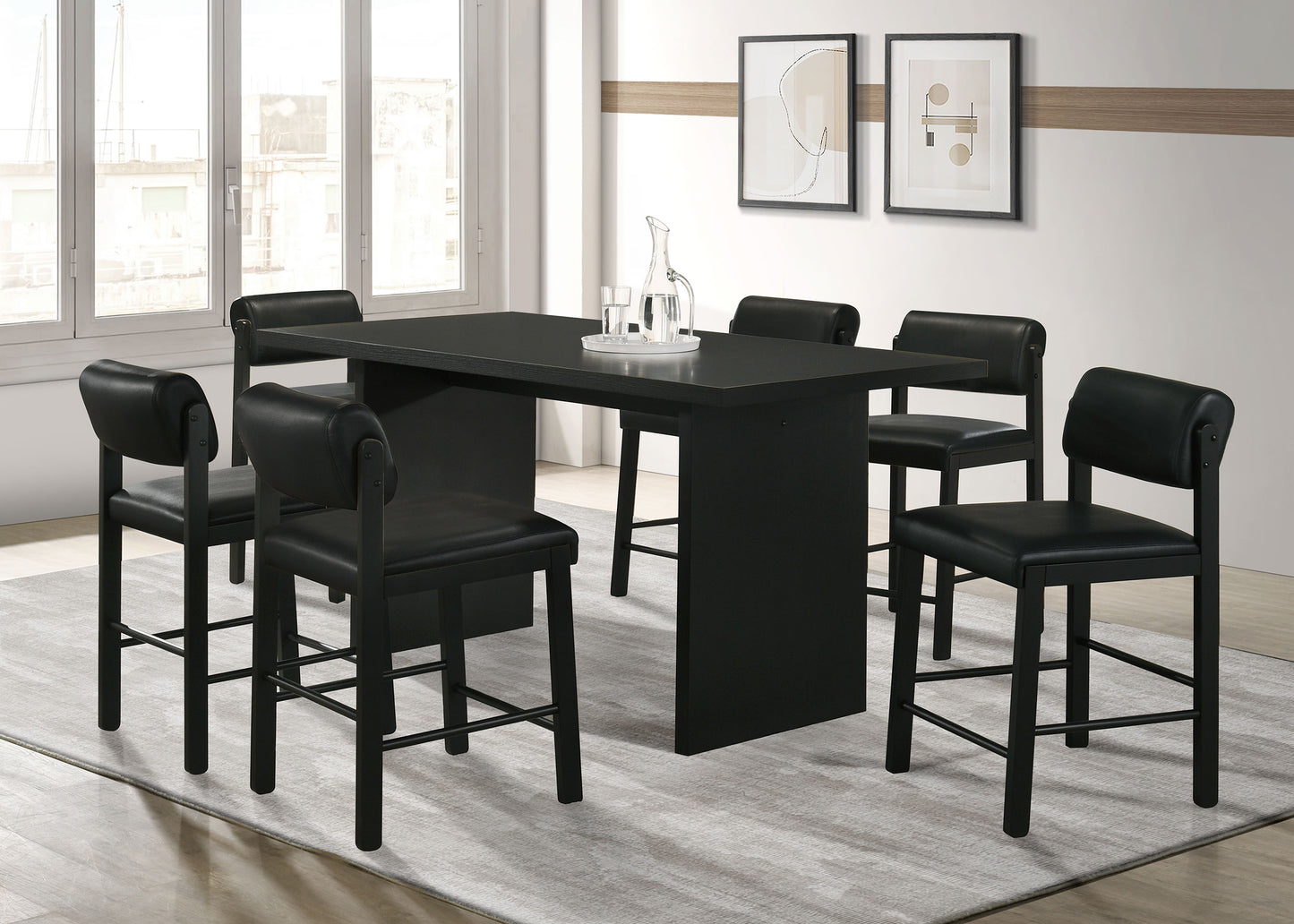 Decker 70-inch Rectangular Wood Counter Height Dining Table Black