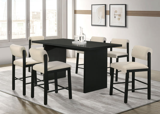 Decker 7-piece 70-inch Rectangular Counter Height Dining Set Cream and Black