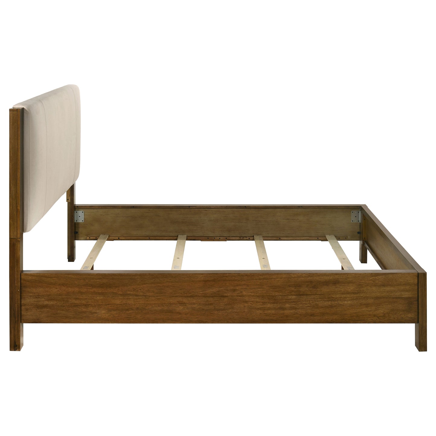 Adderley California King Wood Panel Bed Cream and Warm Brown