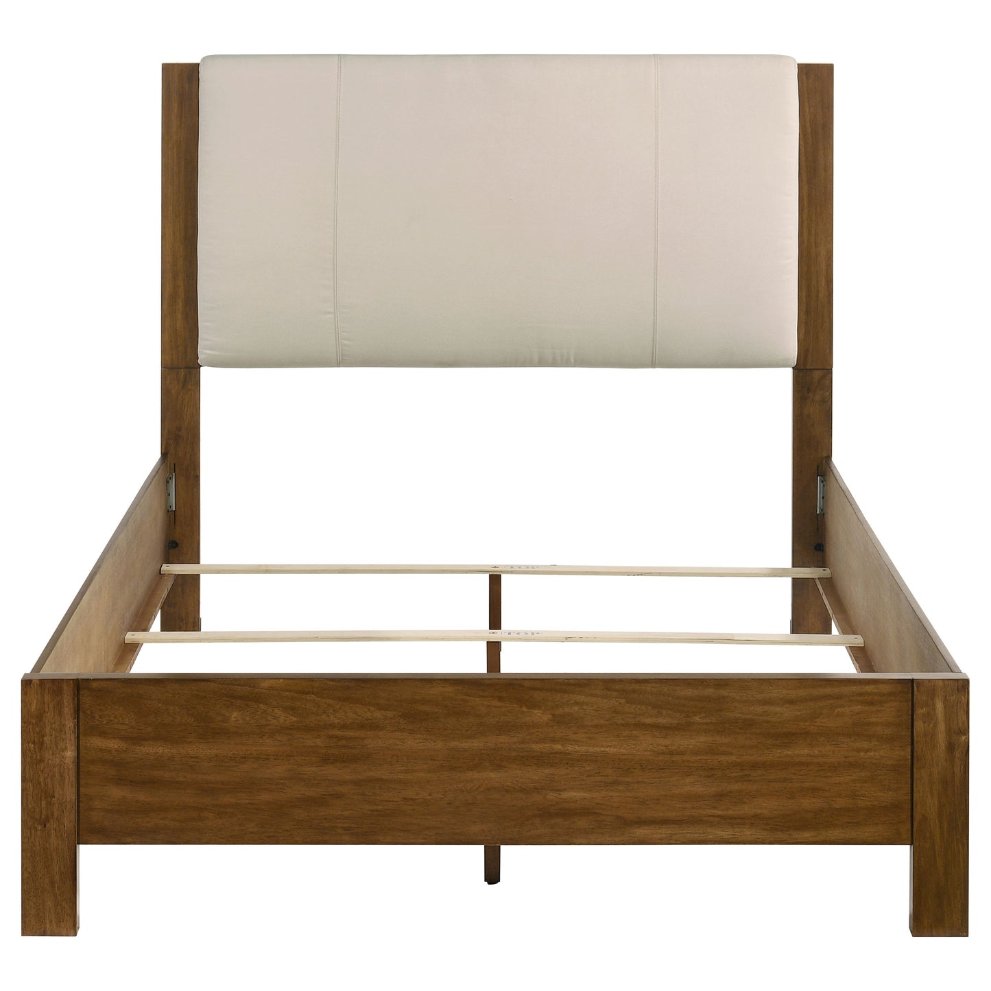 Adderley Queen Wood Panel Bed Cream and Warm Brown