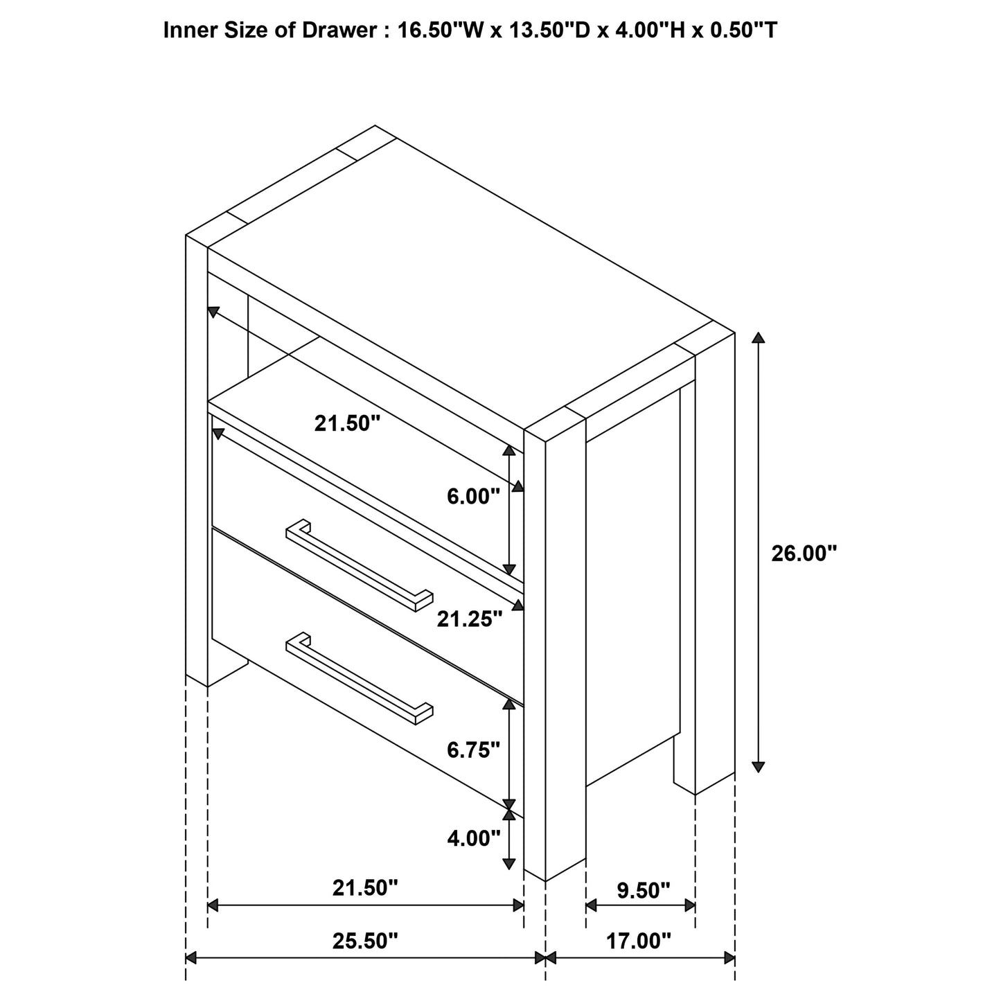 Adderley 2-drawer Nightstand Bedside Table Warm Brown