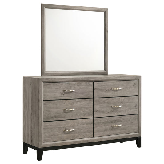 Watson 6-drawer Bedroom Dresser and Mirror Light Taupe