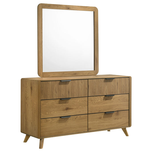 Bennett 6-drawer Bedroom Dresser and Mirror Set Light Oak