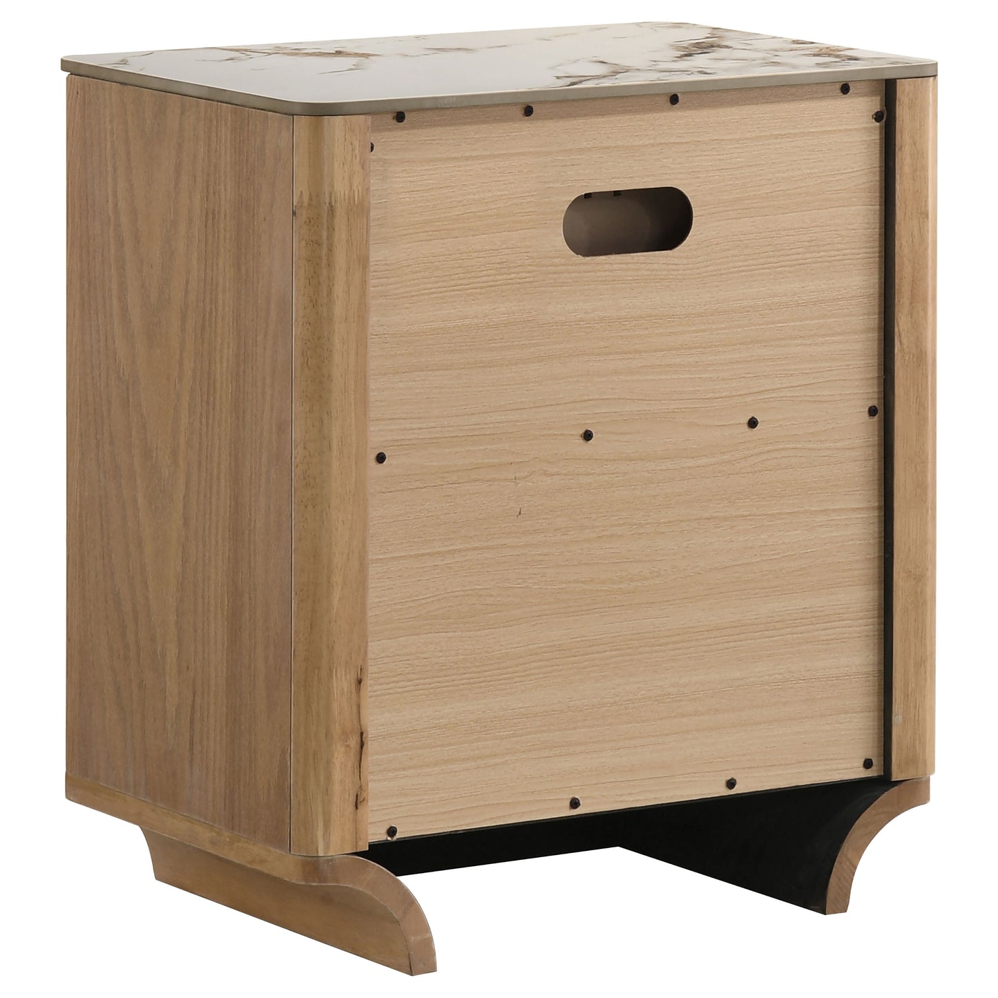 Leanne 2-drawer Sinter Stone Top Nightstand Light Oak