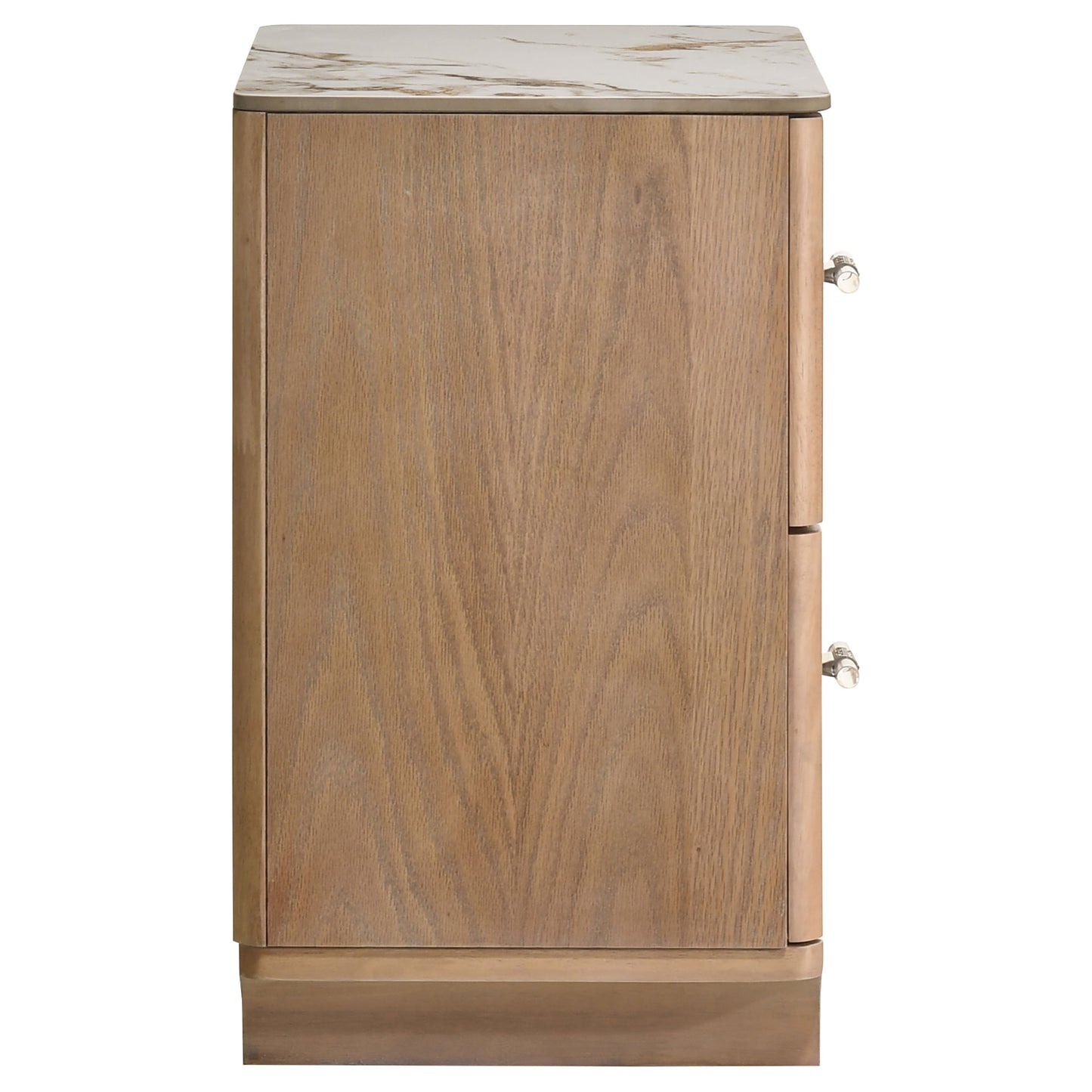 Leanne 2-drawer Sinter Stone Top Nightstand Light Oak