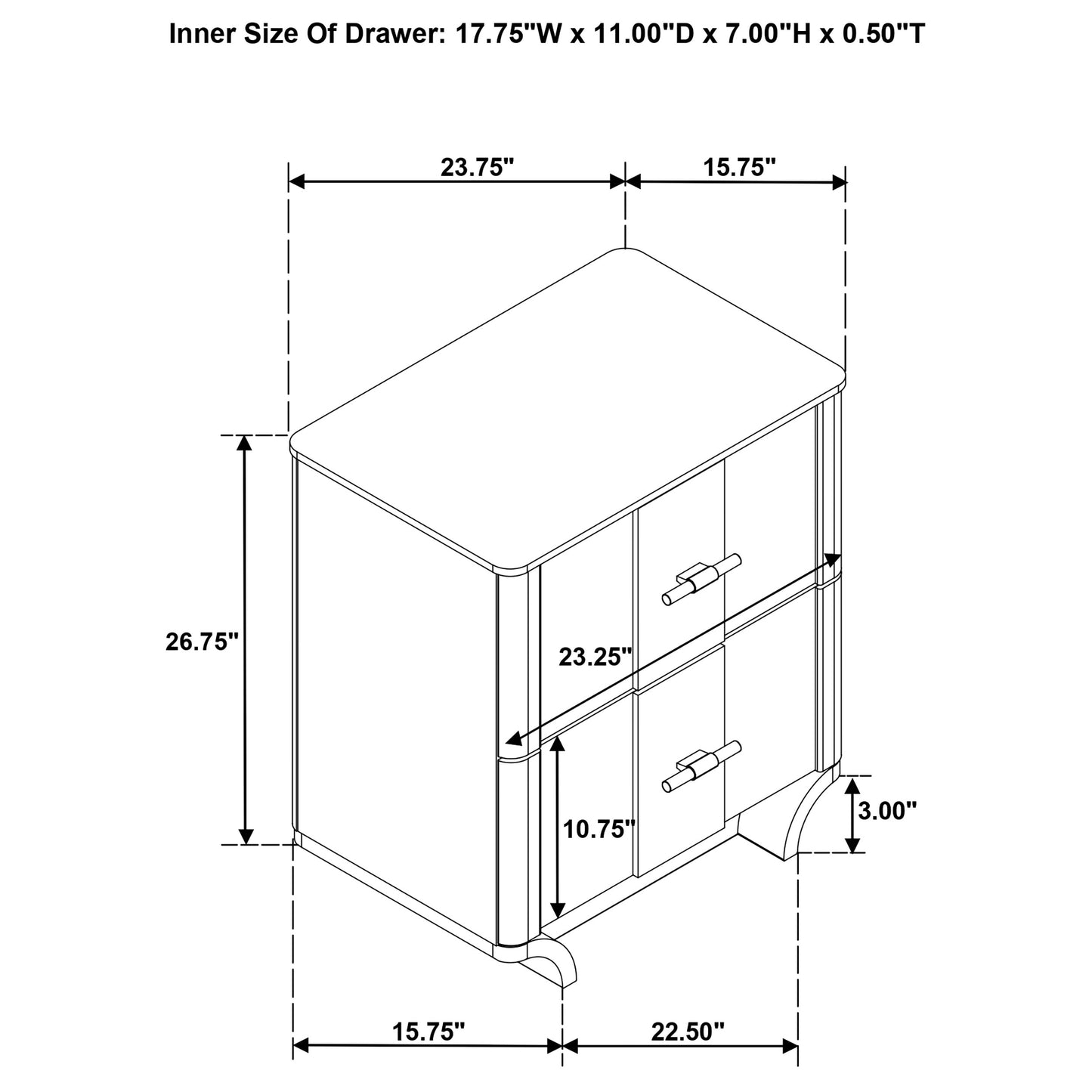 Leanne 2-drawer Sinter Stone Top Nightstand Light Oak