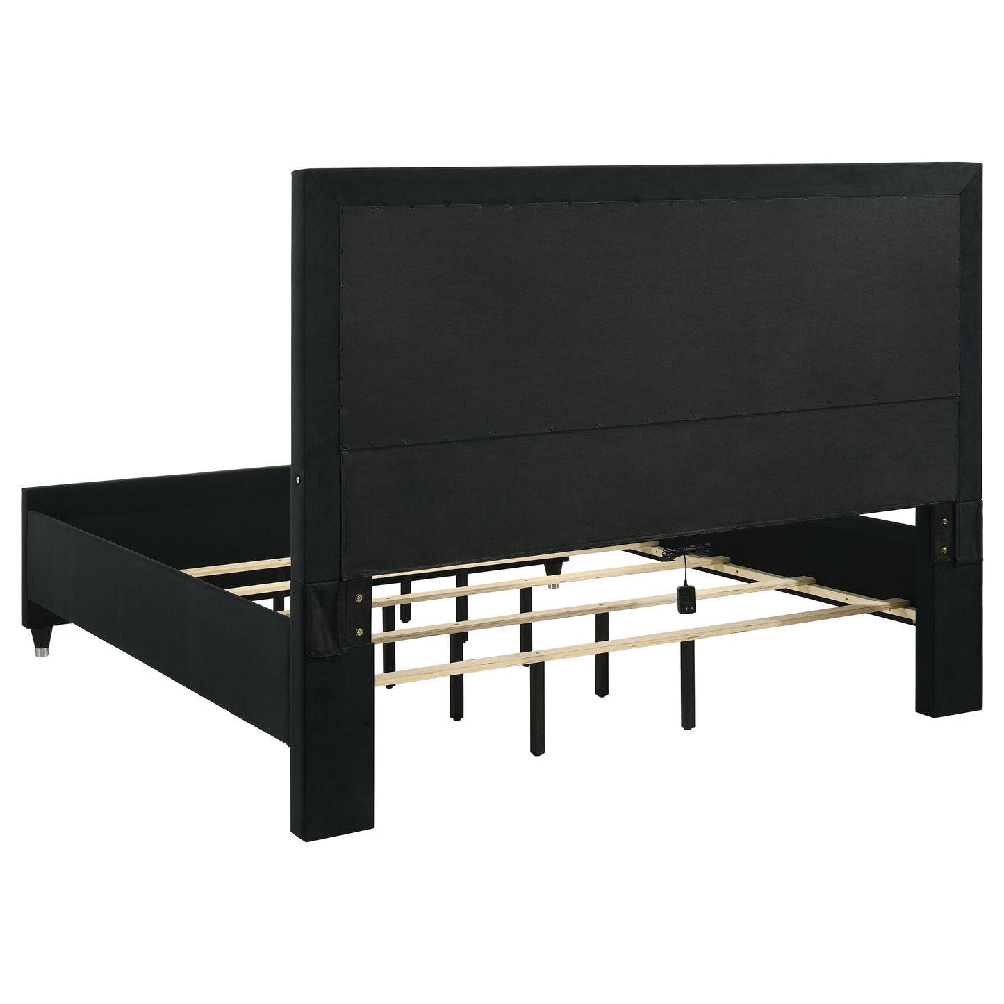 Ravenne 5-piece Velvet Upholstered Eastern King LED Bedroom Set Black