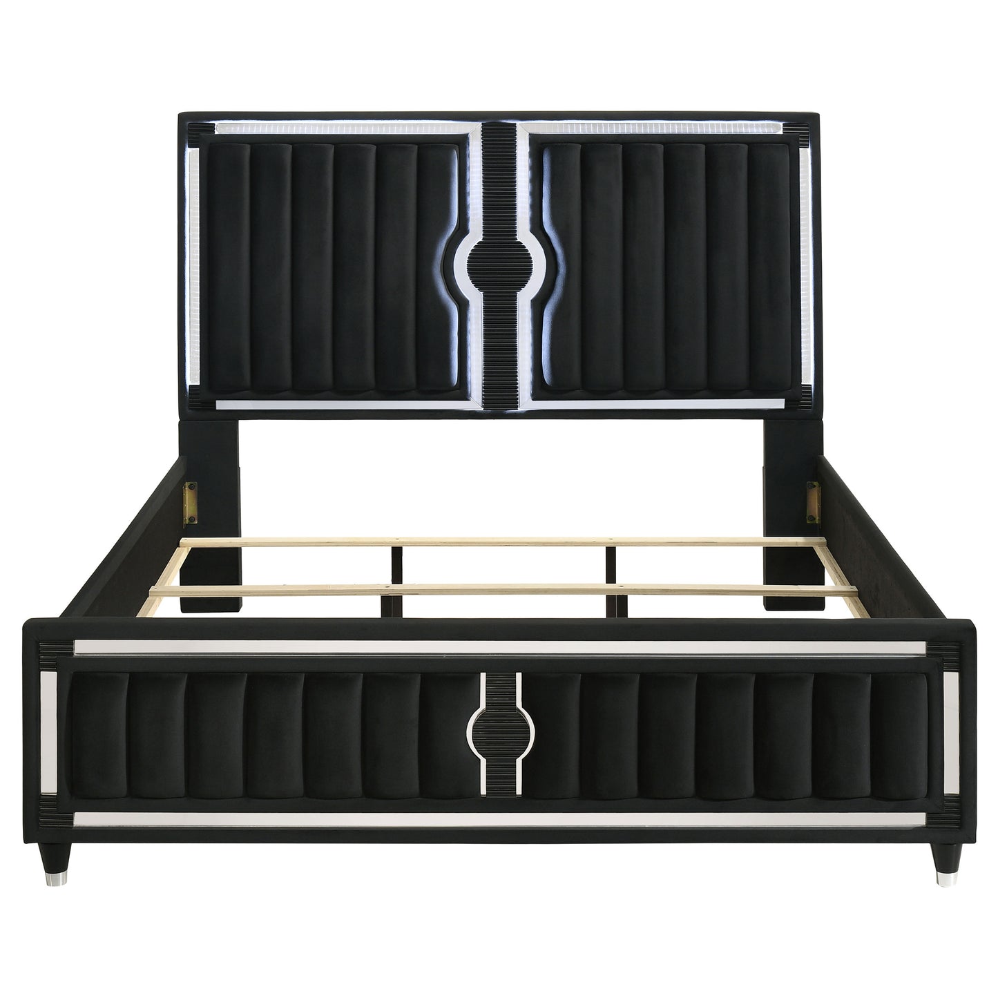 Ravenne Velvet Upholstered California King LED Panel Bed Black