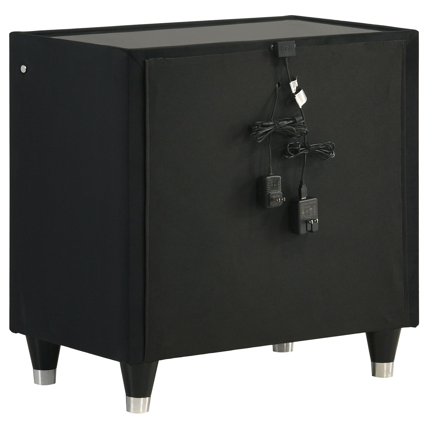 Ravenne 2-drawer Velvet Upholstered LED Nightstand with USB Black