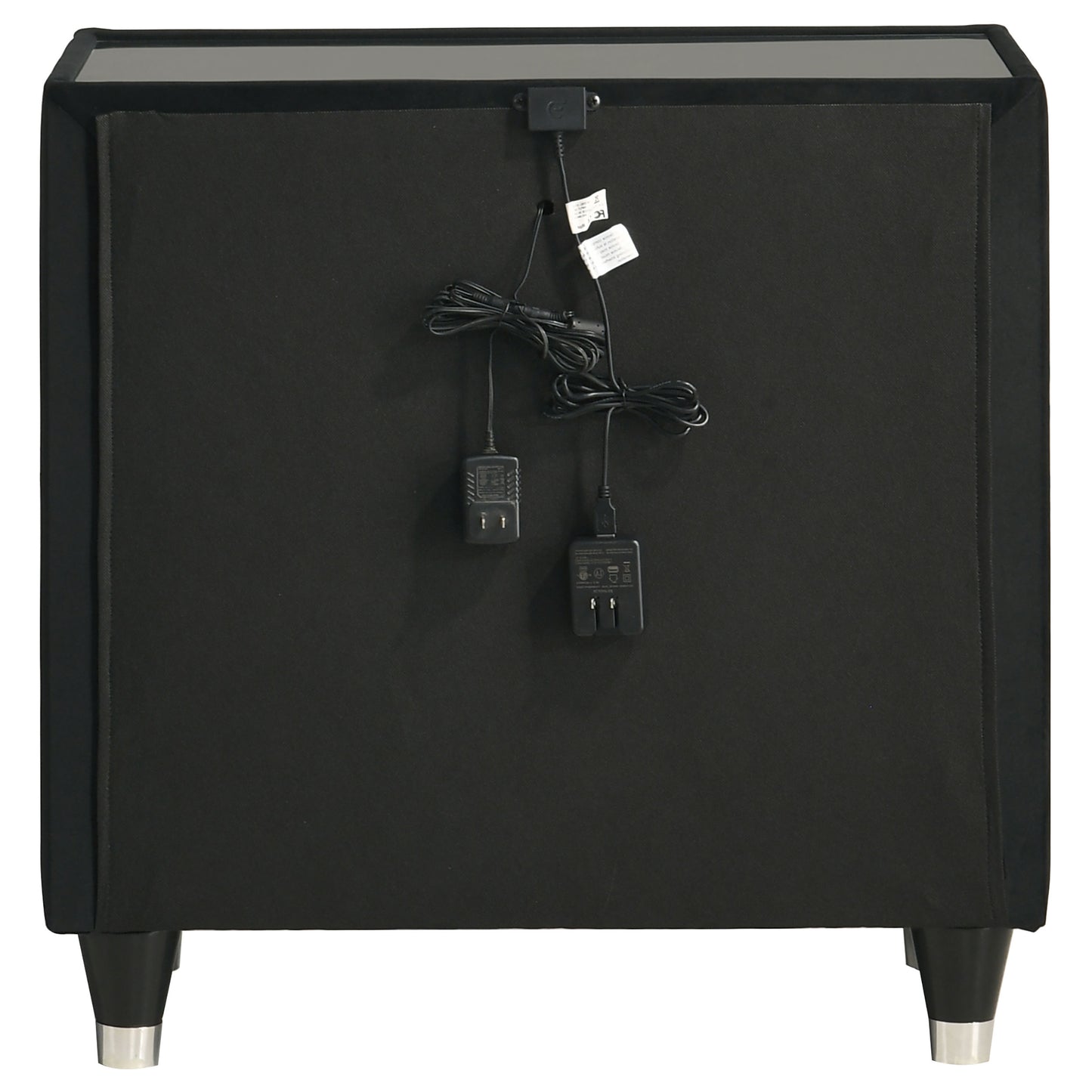 Ravenne 2-drawer Velvet Upholstered LED Nightstand with USB Black