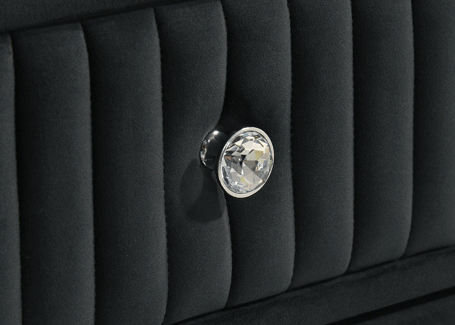 Ravenne 2-drawer Velvet Upholstered LED Nightstand with USB Black