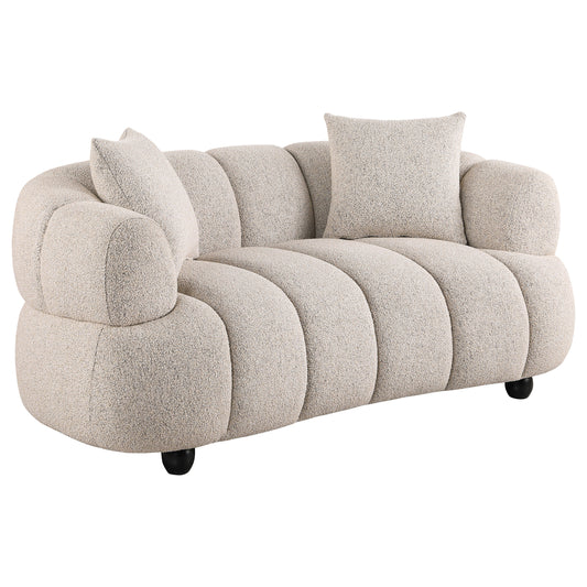 Whitney Contemporary Channel Tufted Woven Fabric Upholstered Loveseat