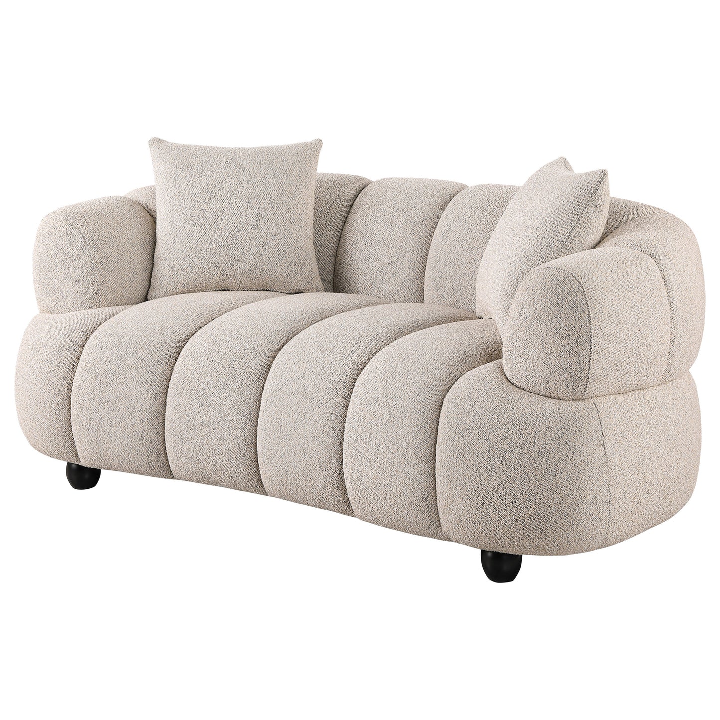 Whitney Contemporary Channel Tufted Woven Fabric Upholstered Loveseat