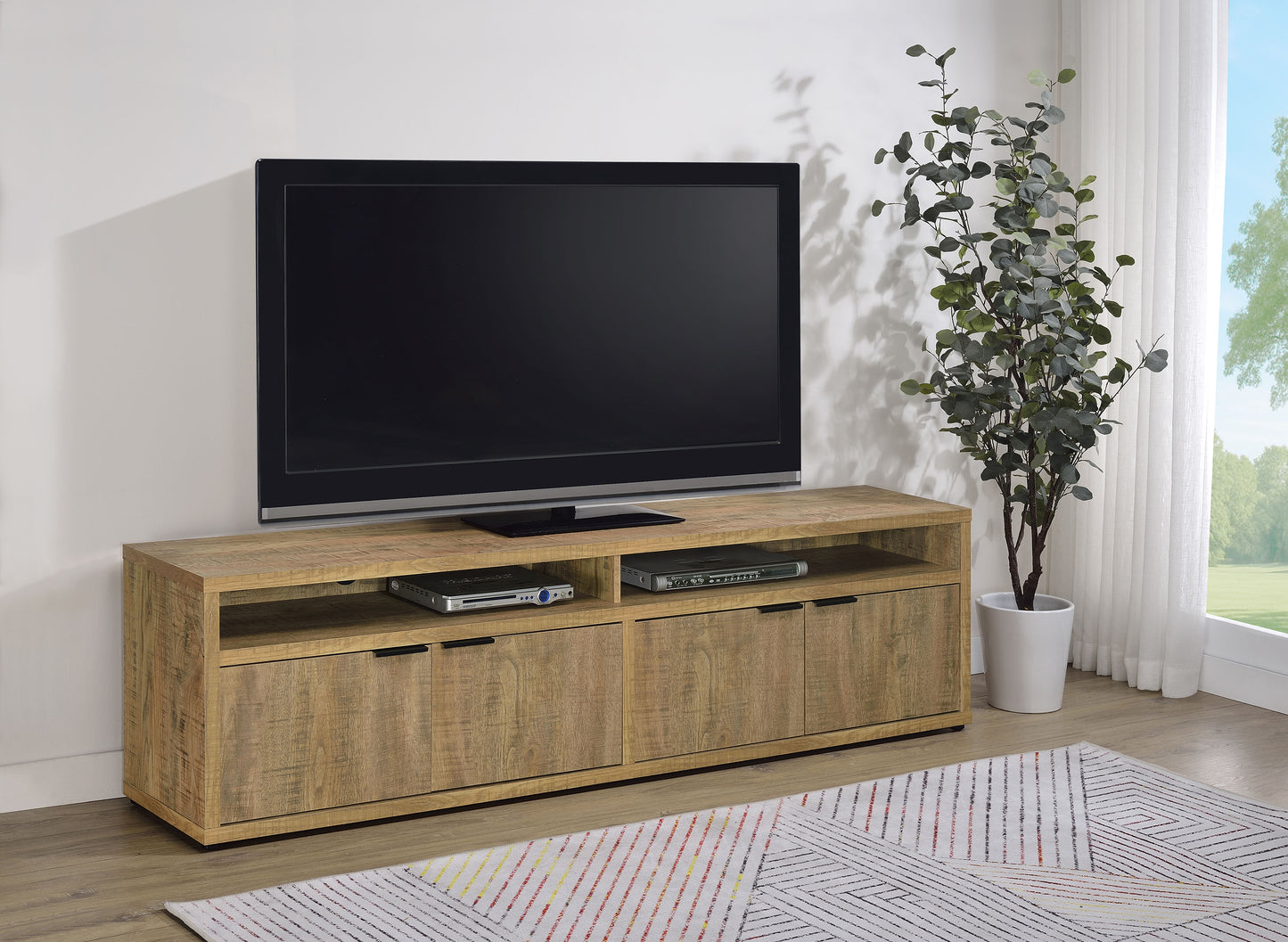 Tabby 79-inch 4-door Engineered Wood TV Stand Media Console Mango