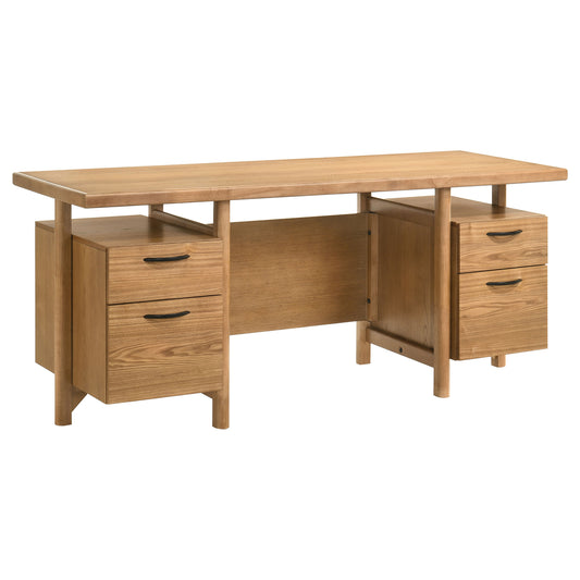 Roldan 69-inch 4-drawer Computer Desk with File Drawer Light Ash