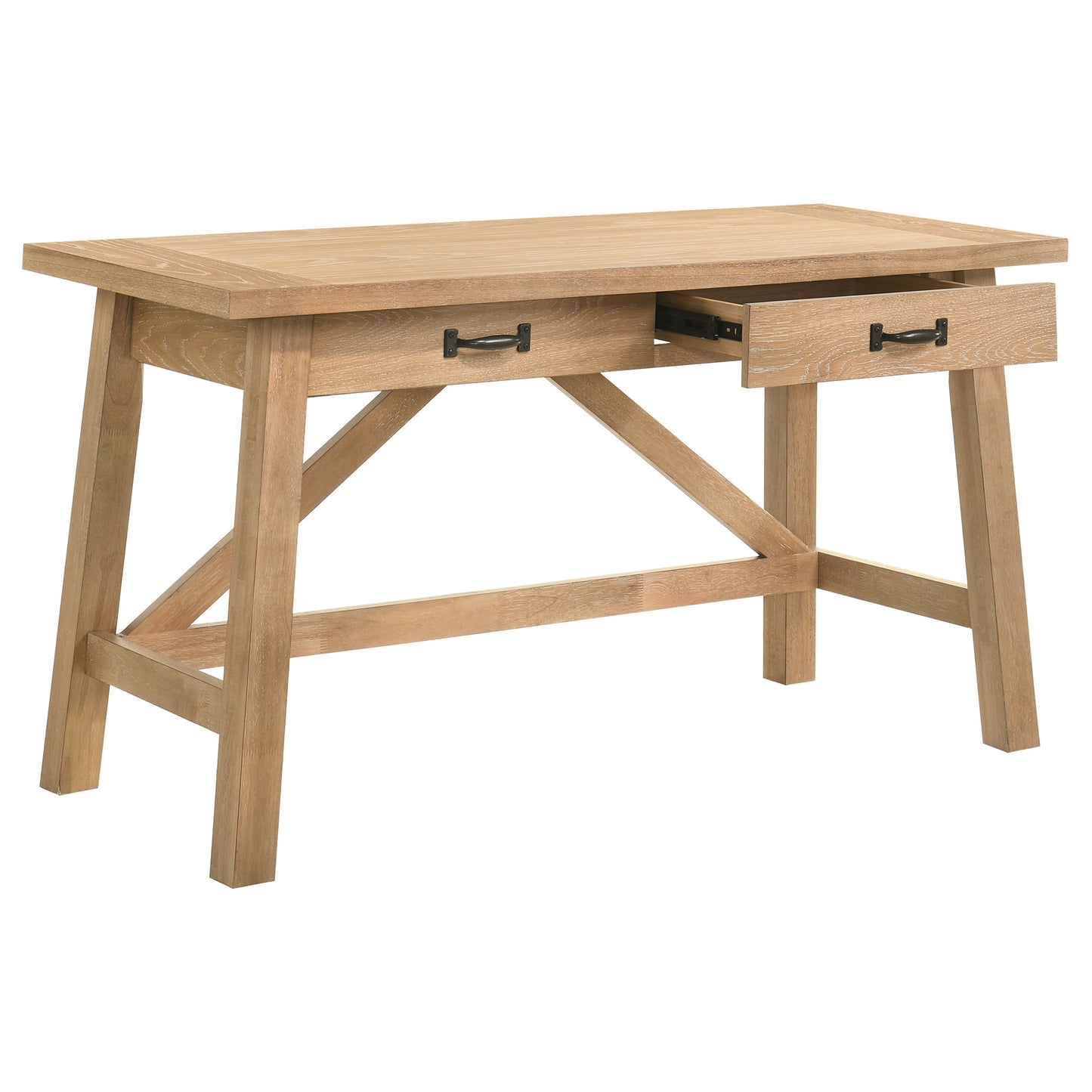 Fabian 54-inch 2-drawer Computer Writing Desk Distressed Light Brown