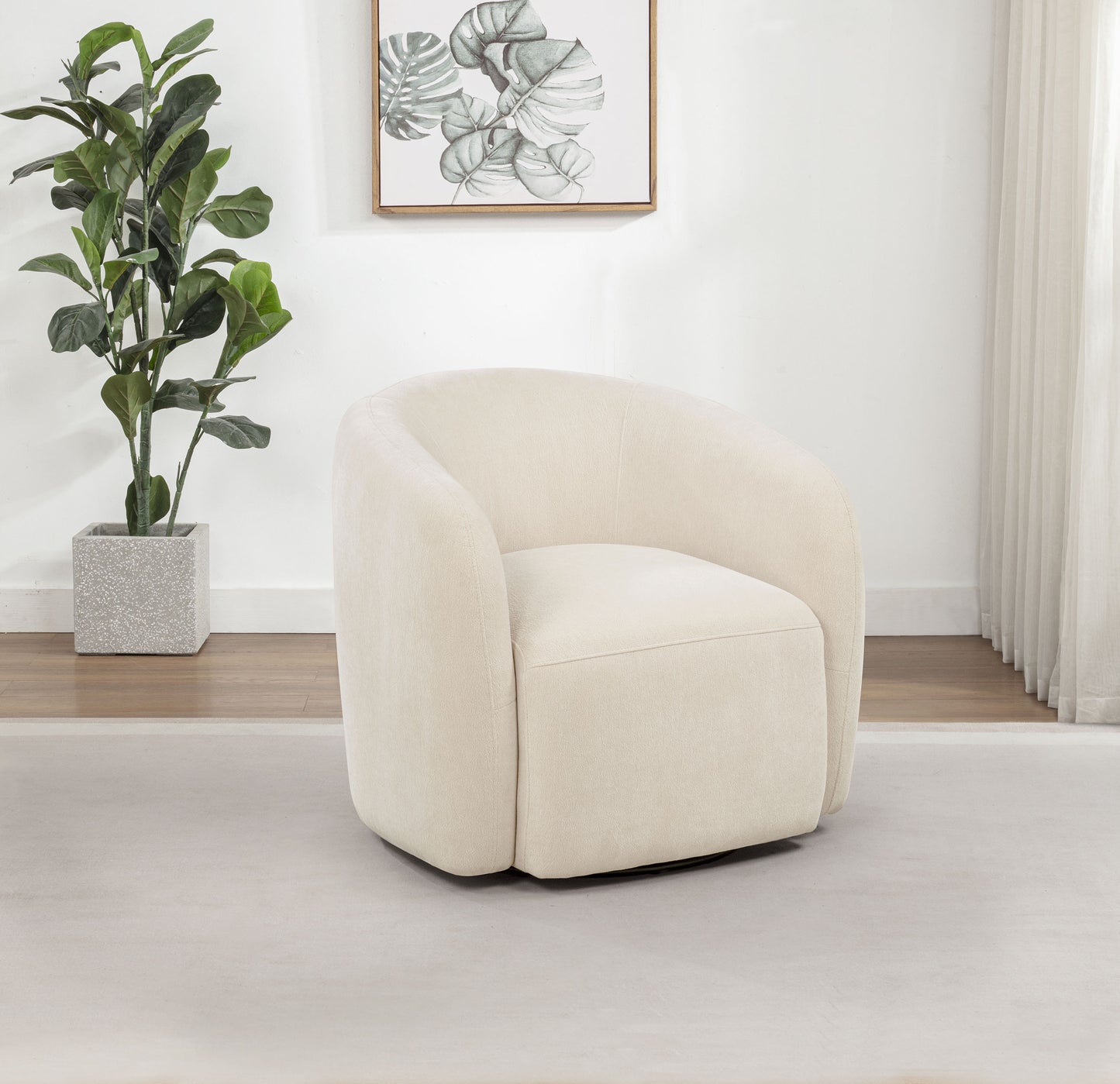 Gerley Chenille Upholstered Swivel Accent Chair Beige