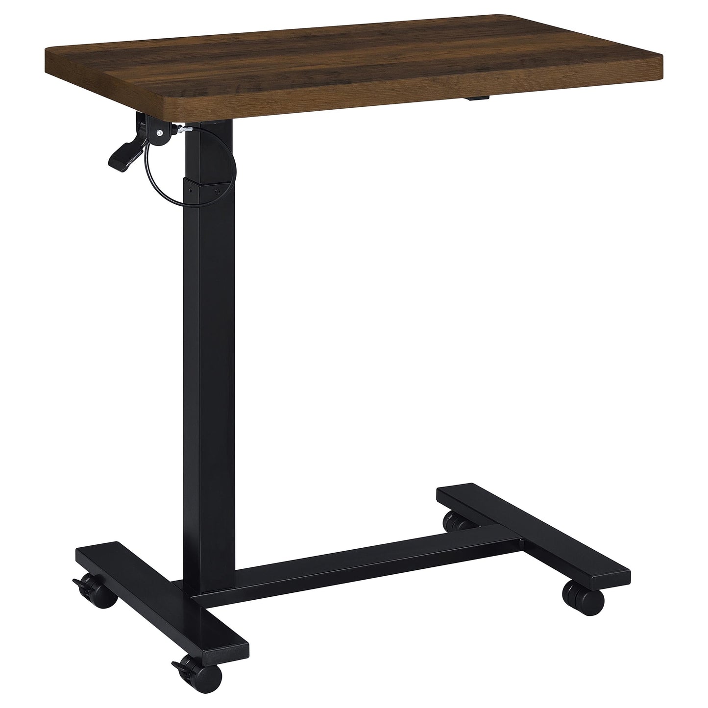 Westpark Pneumatic Adjustable C-Shape Side Table with Casters Dark Pine