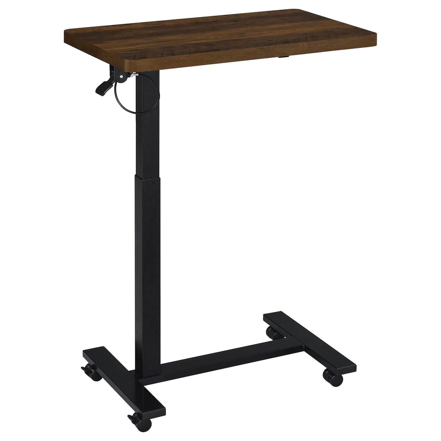 Westpark Pneumatic Adjustable C-Shape Side Table with Casters Dark Pine