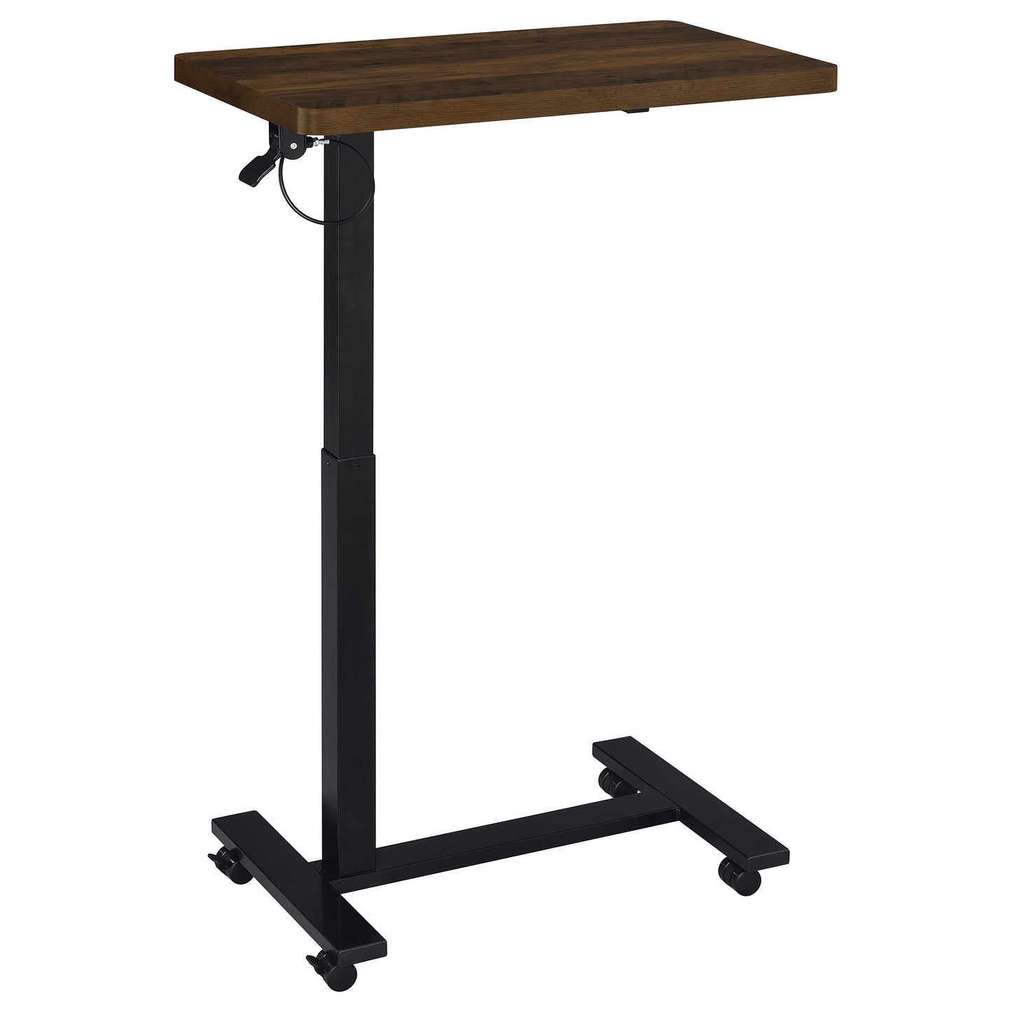 Westpark Pneumatic Adjustable C-Shape Side Table with Casters Dark Pine