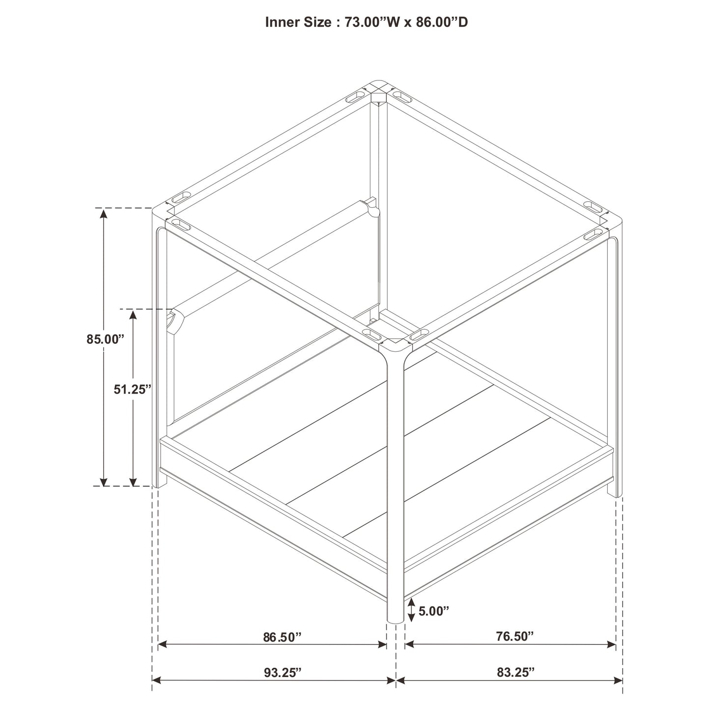Solano 85-inch California King Canopy Bed Weathered Mango