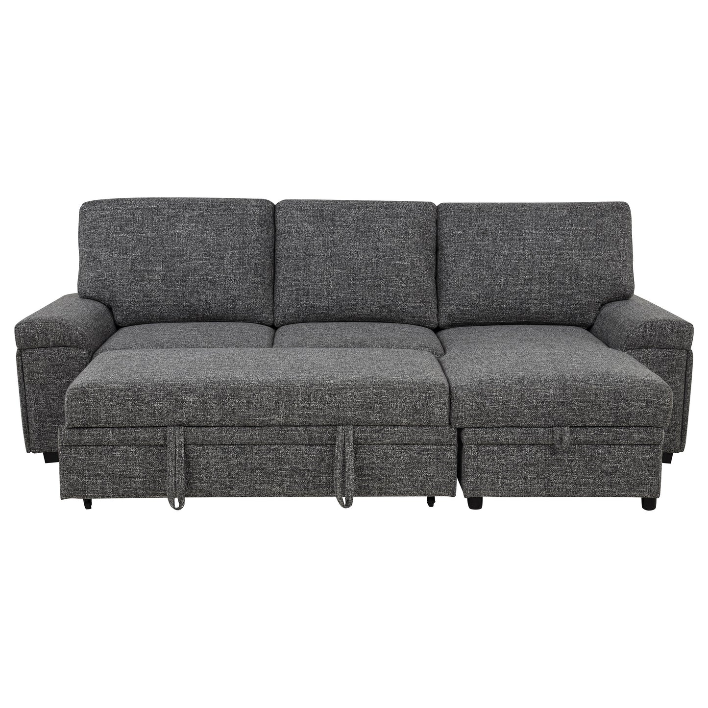 Demko Sleeper Sectional Sofa with Speaker and Storage Chaise Granite