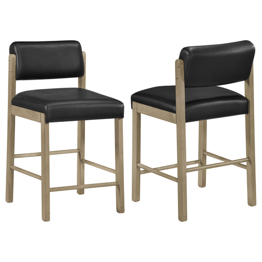 Kehoe Upholstered Counter Height Chair Black and Natural Oak (Set of 2)