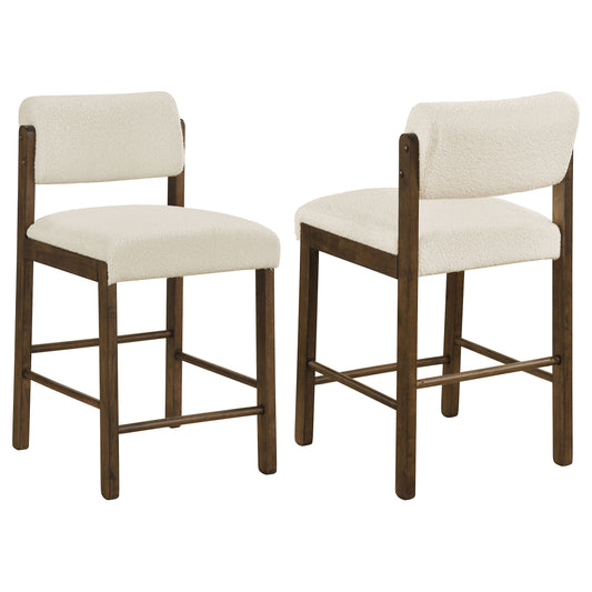 Kehoe Upholstered Counter Height Chair Cream and Walnut (Set of 2)