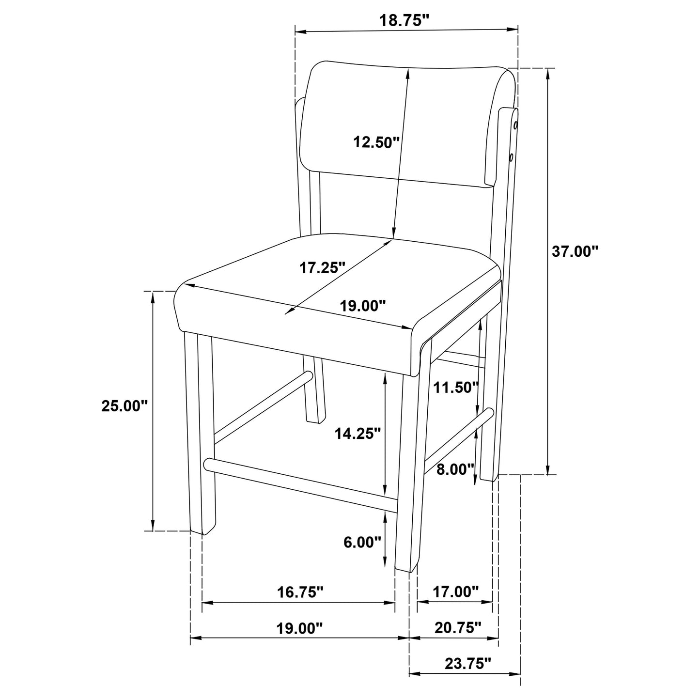 Decker 7-piece 70-inch Rectangular Counter Height Dining Set Black