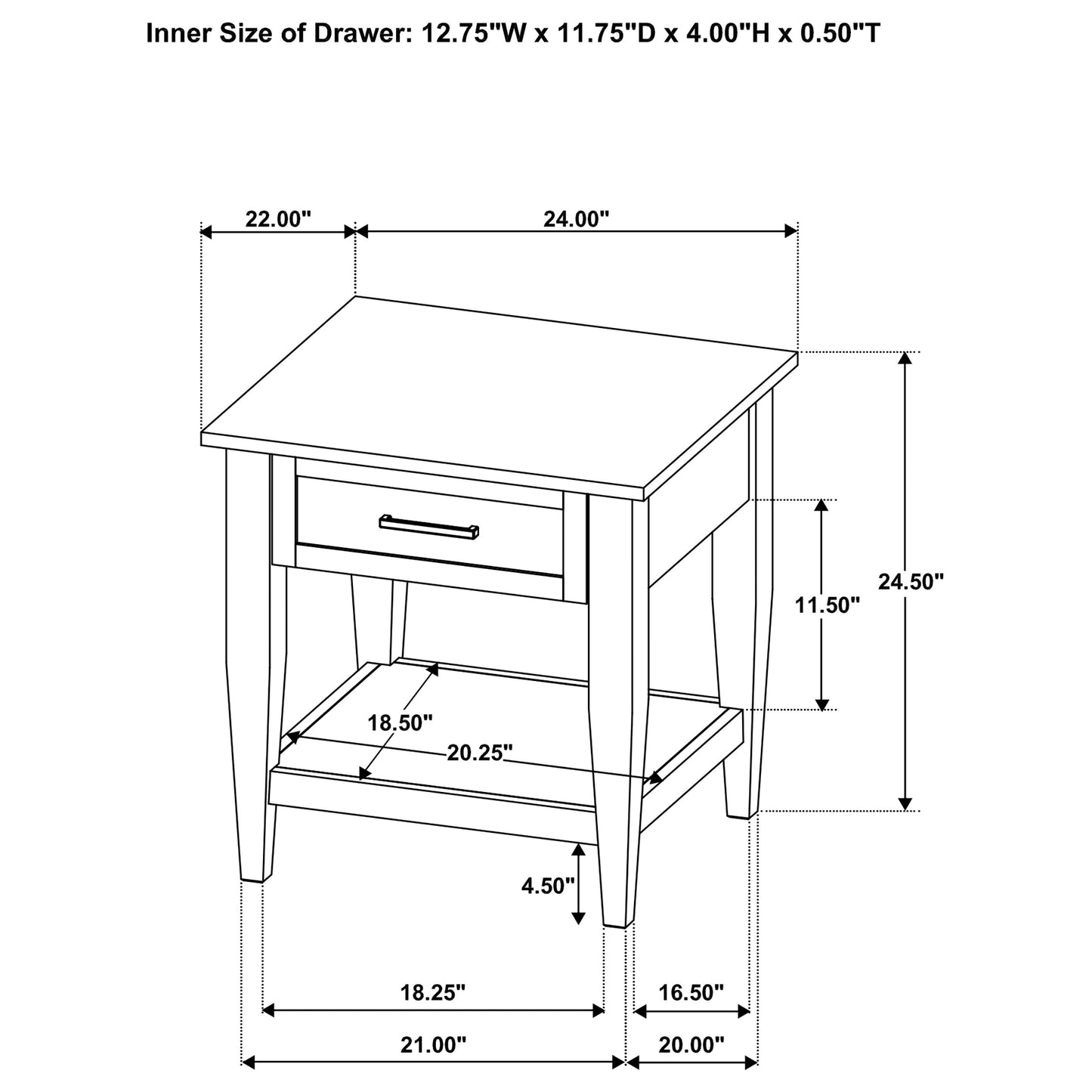 Lindenton 1-drawer Wood Occasional Side End Table Black