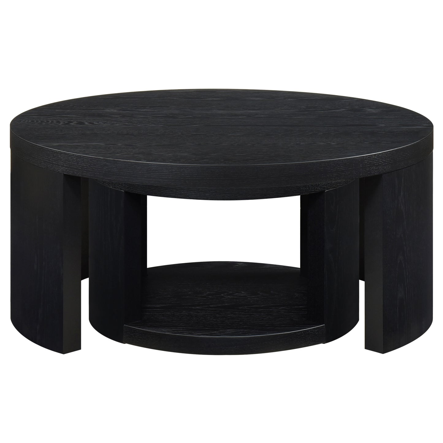 Sweeney 2-piece Round Wood Occasional Nesting Table Set Black