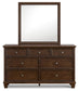Danabrin King Panel Bed with Mirrored Dresser, Chest and Nightstand