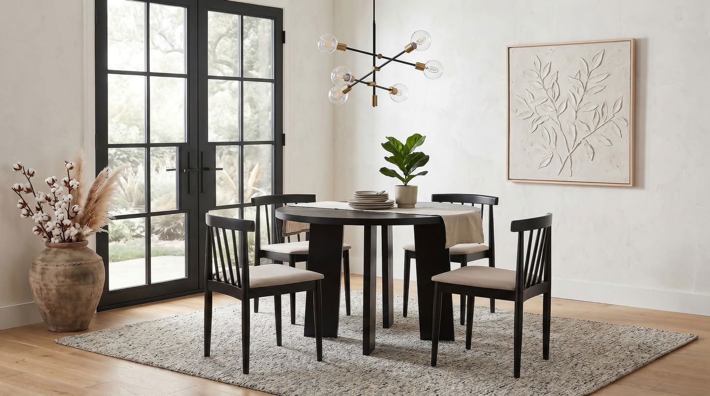 Strouse 47-inch Round Wood Dining Room Table Black