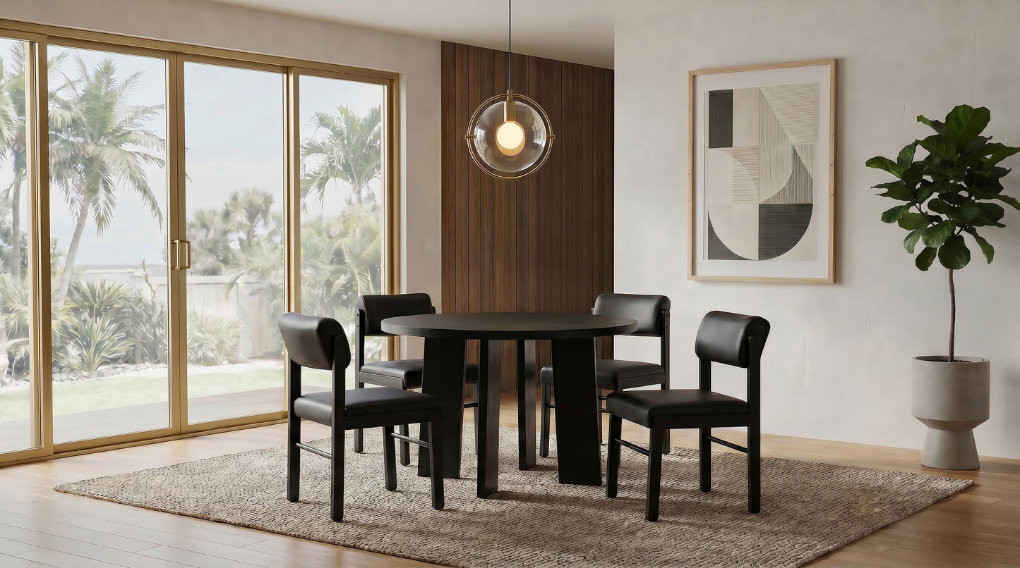 Strouse 47-inch Round Wood Dining Room Table Black